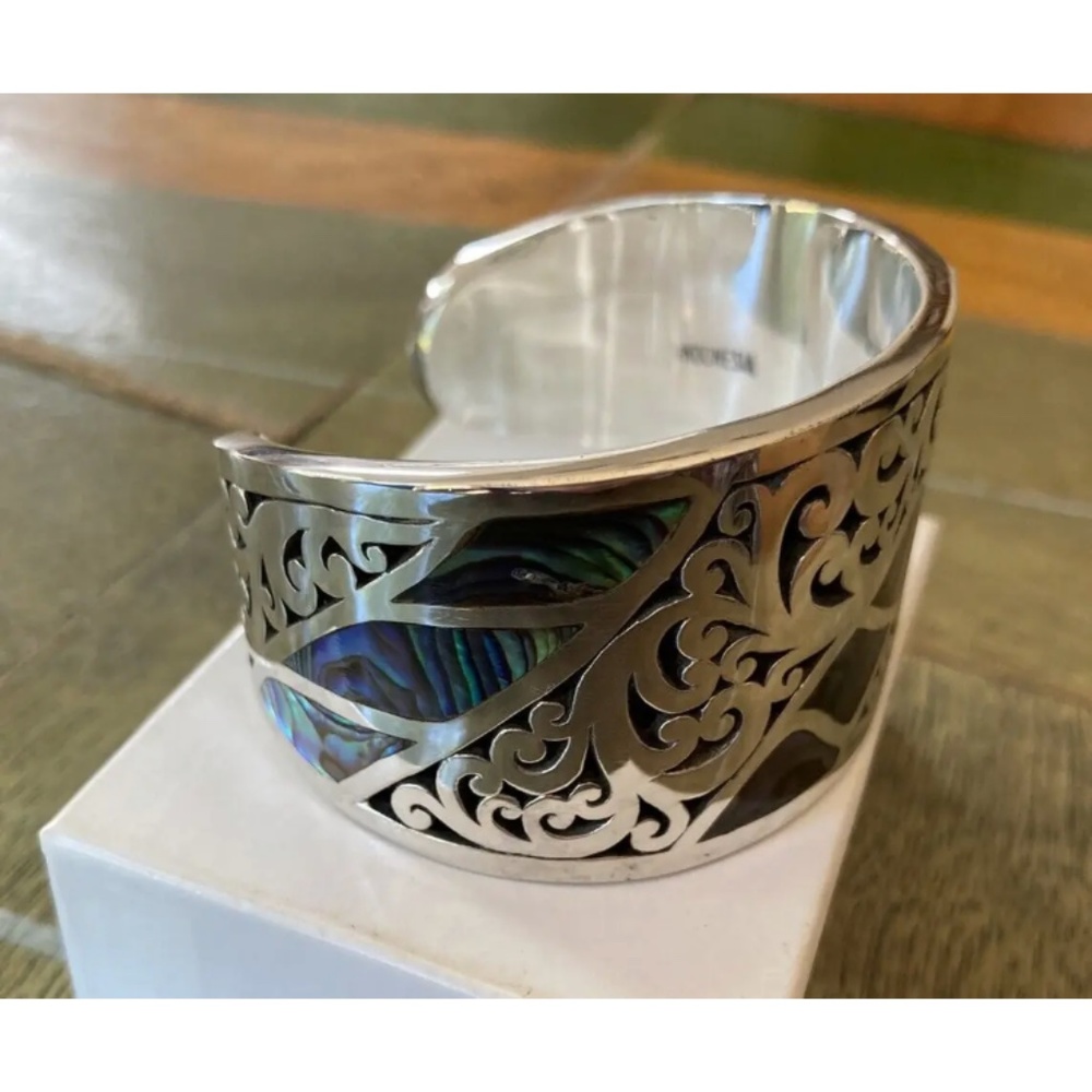 LOIS HILL Abalone Inlay Sterling Silver Scroll Cuff Bracelet - Picture 3 of 8